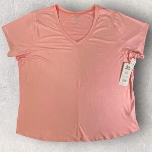 RBX Active Performance T-Shirt V-Neck Athletic Top Pink White Striped 3X NEW NWT
